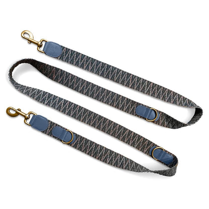 Sparset: Halsband &amp; Leine in Blau/Grau
