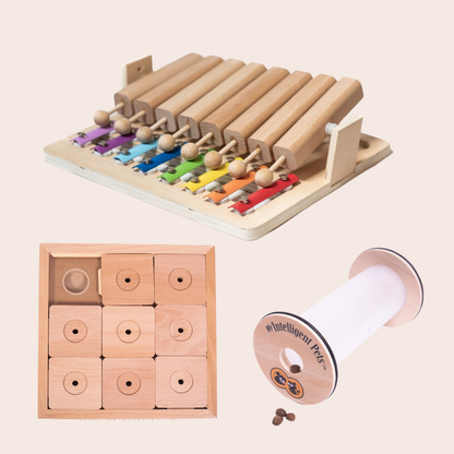 Intelligenzspielzeug-Set „SUDOKU, Piano &amp; Happy Roll“ – 3 Level für schlaue Hunde