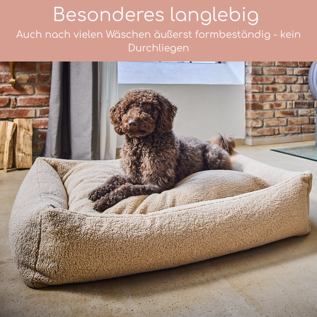 LABONI Hundebett CLASSIC – TEDDY Bouclé (kuschelig &amp; robust)
