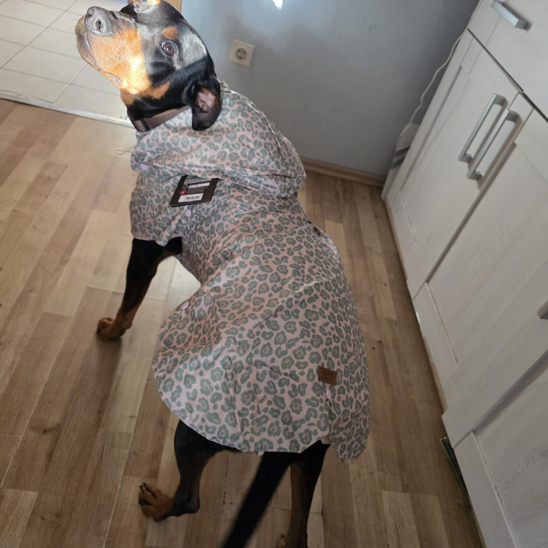 Grüne Leoparden-Regenjacke für Hunde aus Acryl