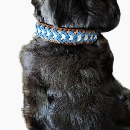 Handgemachtes Paracord-Hundehalsband „Ocean Mocha“