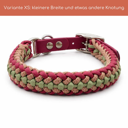 Handgemachtes Paracord-Hundehalsband „Rosé Sage“