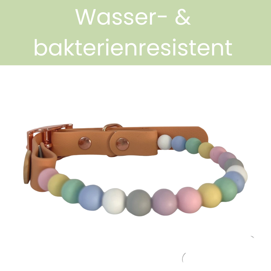 Handgemachtes veganes Hundehalsband mit Perlen