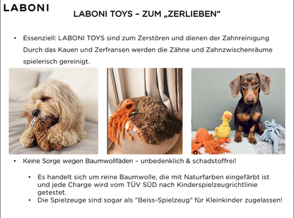 Thaddäus Tintenfisch – Handgeknüpftes Hundespielzeug aus Baumwolle