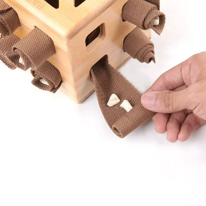 Intelligenzspiel Schnüffelwürfel – Denkspiel aus Holz für Hunde