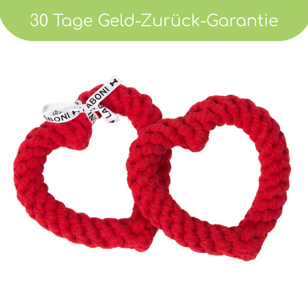 LABONI Heart ❤️ – Handgeknüpftes Hundespielzeug aus Baumwolle