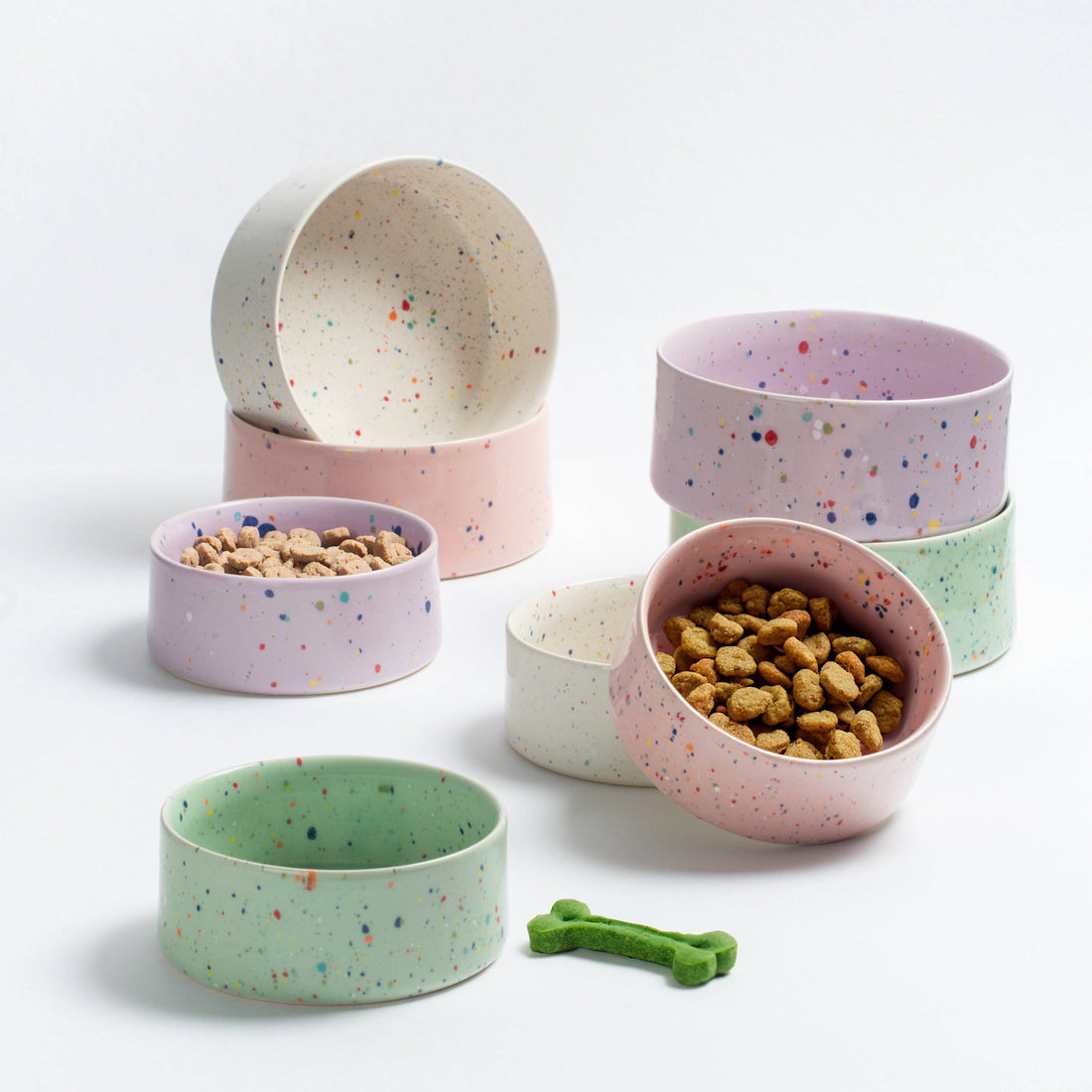 Neues Party-Haustierschüssel-Set 16,5 cm 2er-Set Weiß