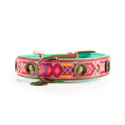 Boho Rosa Hundehalsband aus Leder – Einzigartig &amp; Handgefertigt