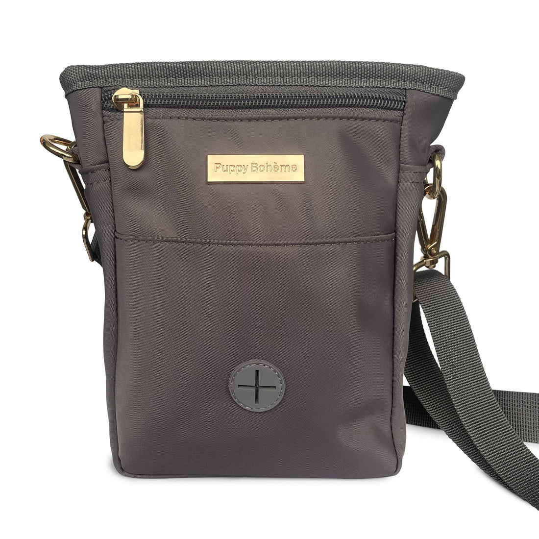 Hundegassitasche Taupe mit verstellbarem Tragegurt