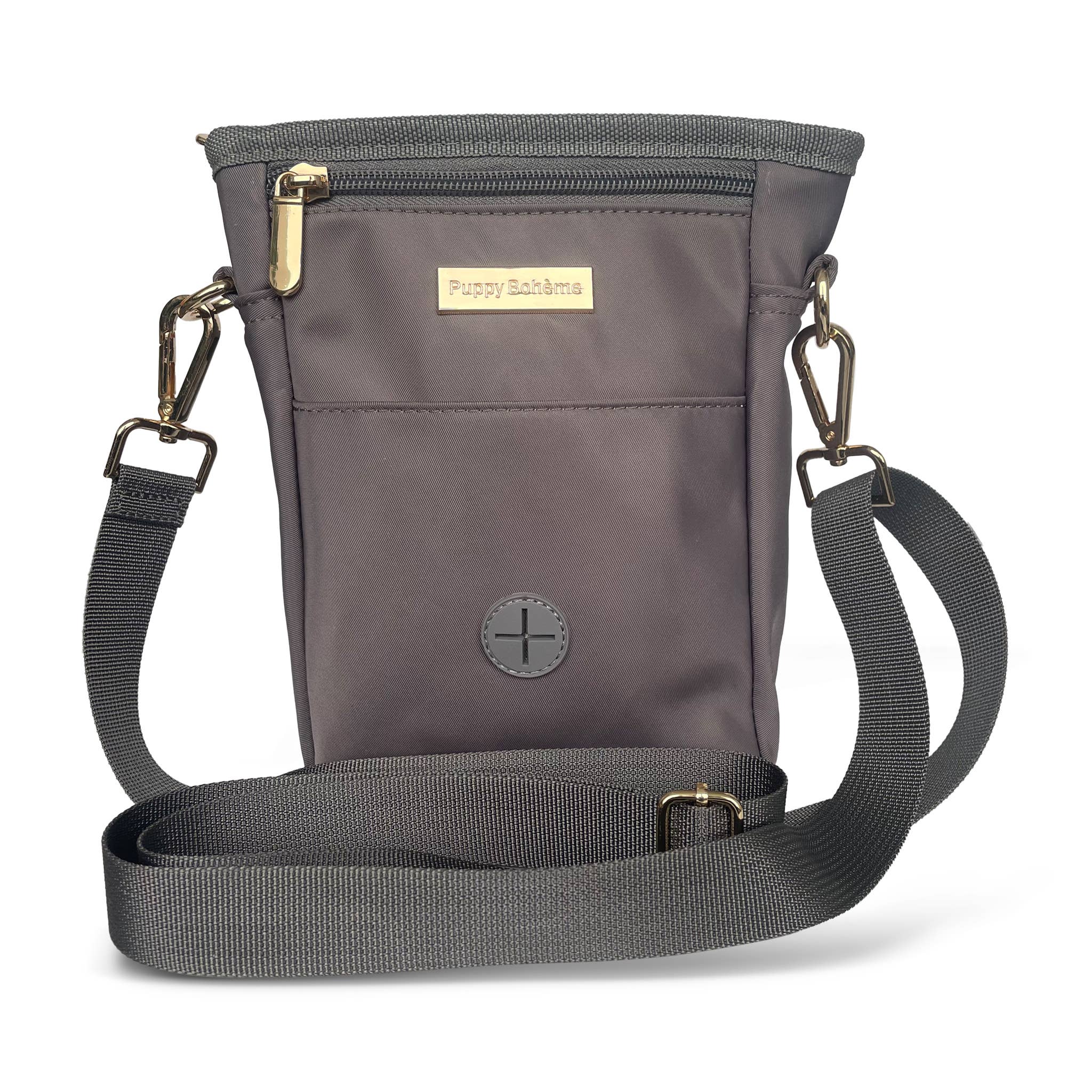 Hundegassitasche Taupe mit verstellbarem Tragegurt