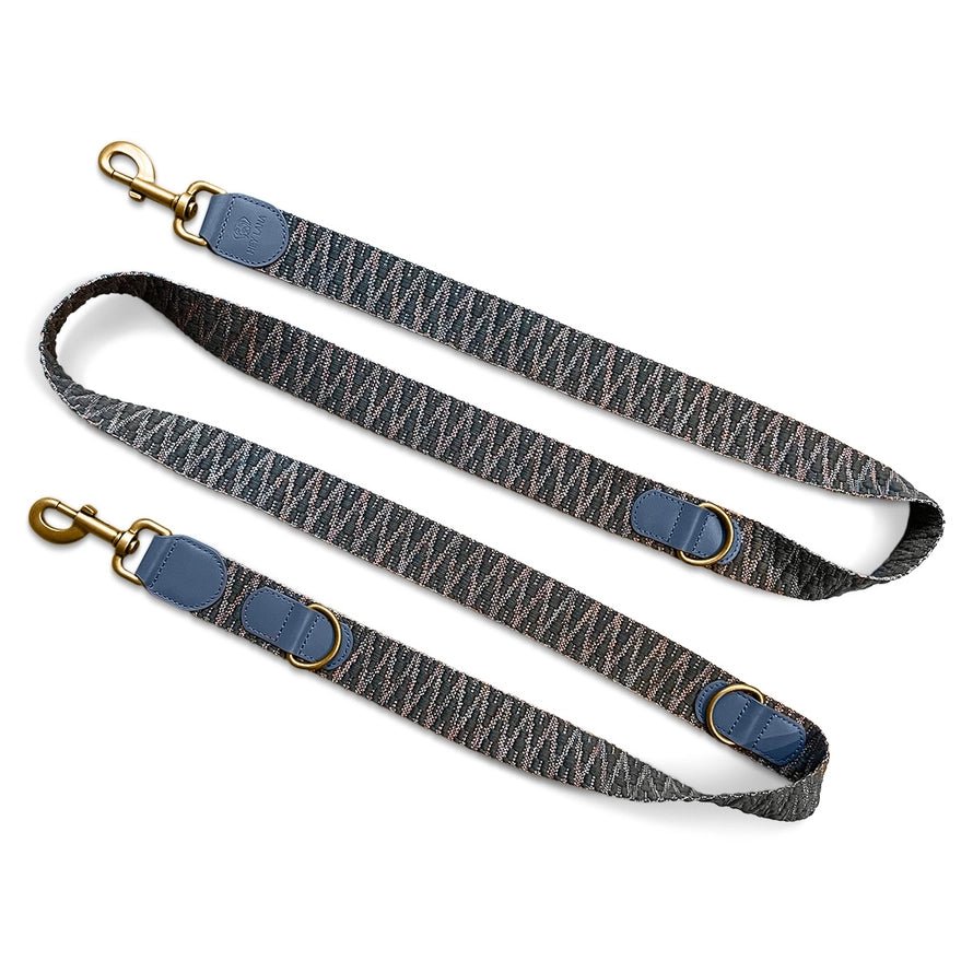 Führleine Blau/Grau – Verstellbar – Kollektion Très Chic - Pfotenlieblinge