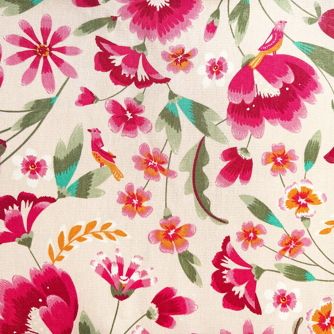 Handgemachtes Blumen - Halsband – Baumwolle &amp; Wildleder, Made in France - Pfotenlieblinge