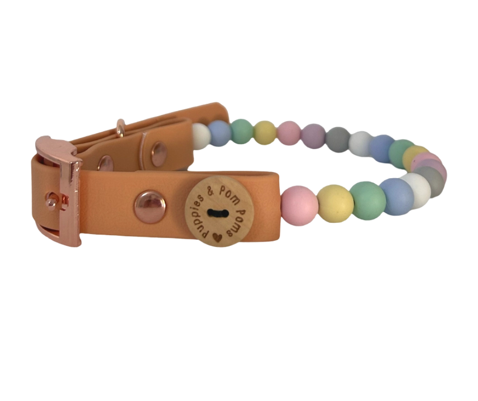 Handgemachtes veganes Hundehalsband mit Perlen