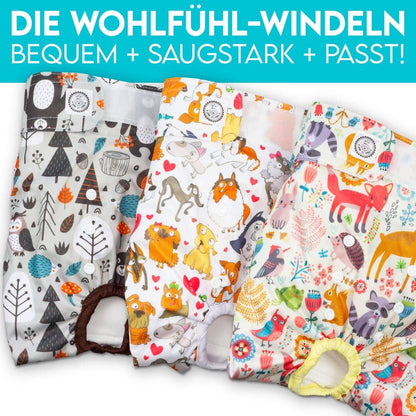 HUND IST KÖNIG 3x Saugstarke Hundewindeln Hündin (Waldtiere) - Pfotenlieblinge