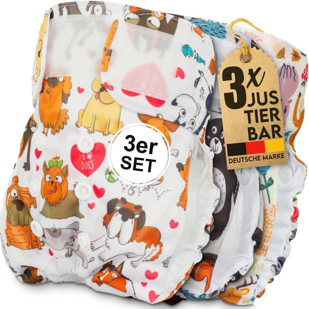 HUND IST KÖNIG 3x Saugstarke Hundewindeln Hündin (Waldtiere) - Pfotenlieblinge