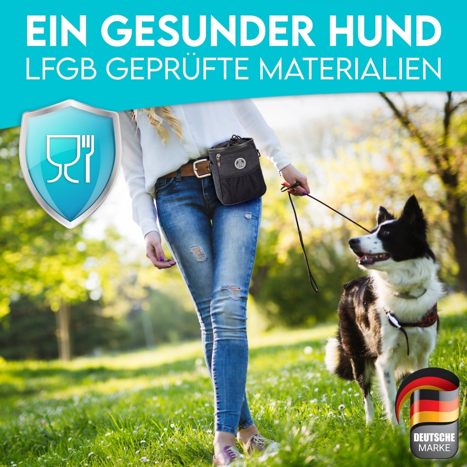 HUND IST KÖNIG® Premium Leckerlibeutel für Hunde: Blau 18 x 16 x 6 cm - Pfotenlieblinge