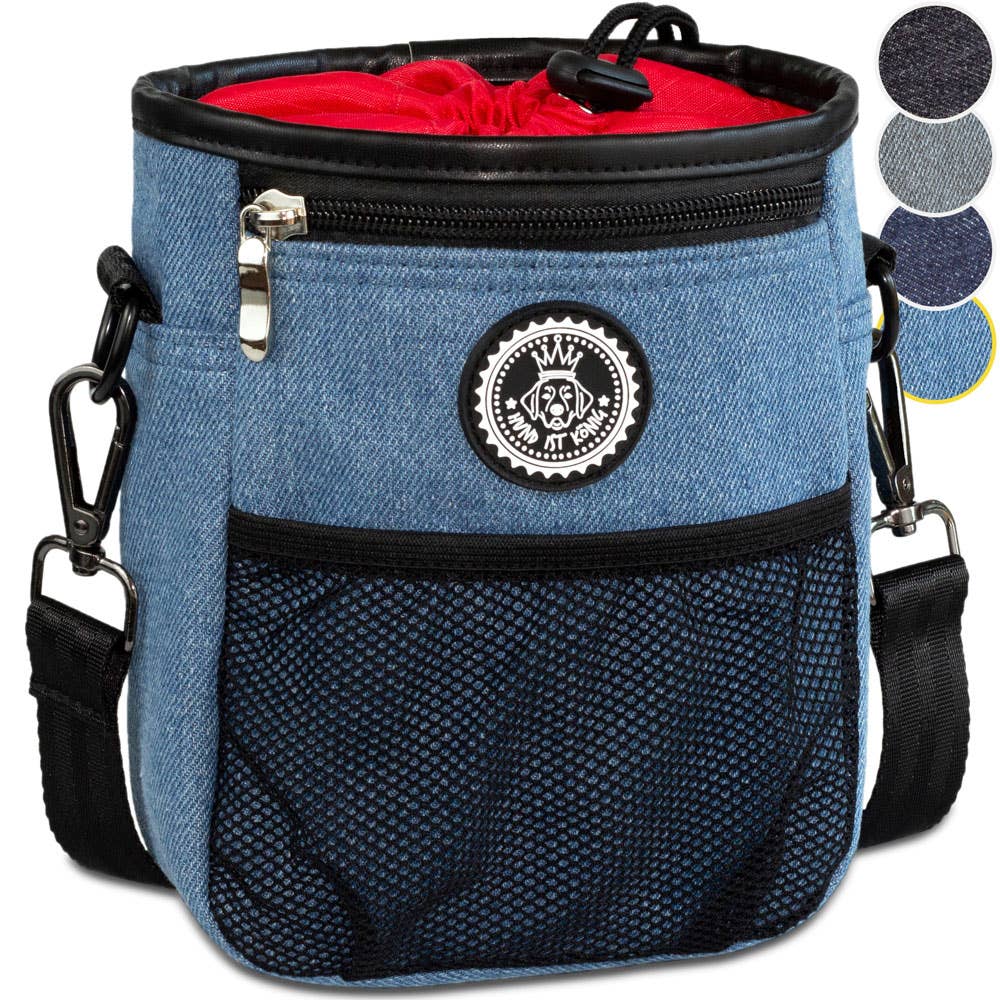 HUND IST KÖNIG® Premium Leckerlibeutel für Hunde: Blau 18 x 16 x 6 cm - Pfotenlieblinge