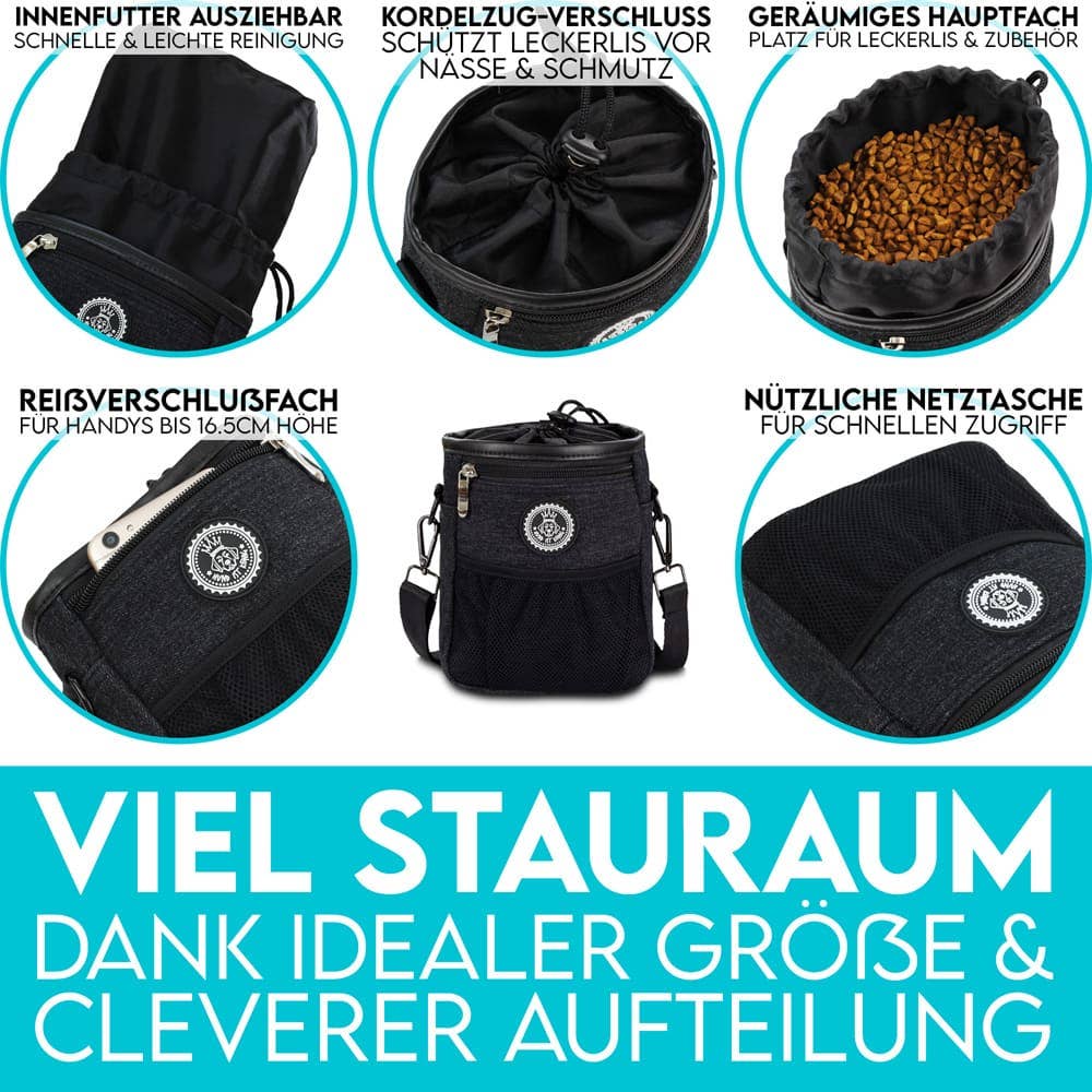 HUND IST KÖNIG® Premium Leckerlibeutel für Hunde: Blau 18 x 16 x 6 cm - Pfotenlieblinge