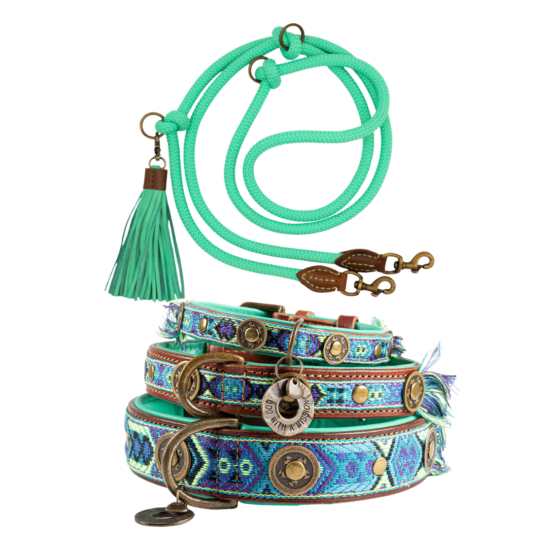 Exklusives Set: Boho Juan Halsband + Leine „Jade“