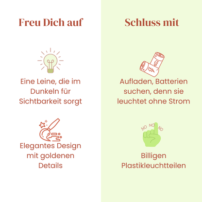 Leuchthundeleine GLOW – verstellbar, elegant &amp; sichtbar - Pfotenlieblinge