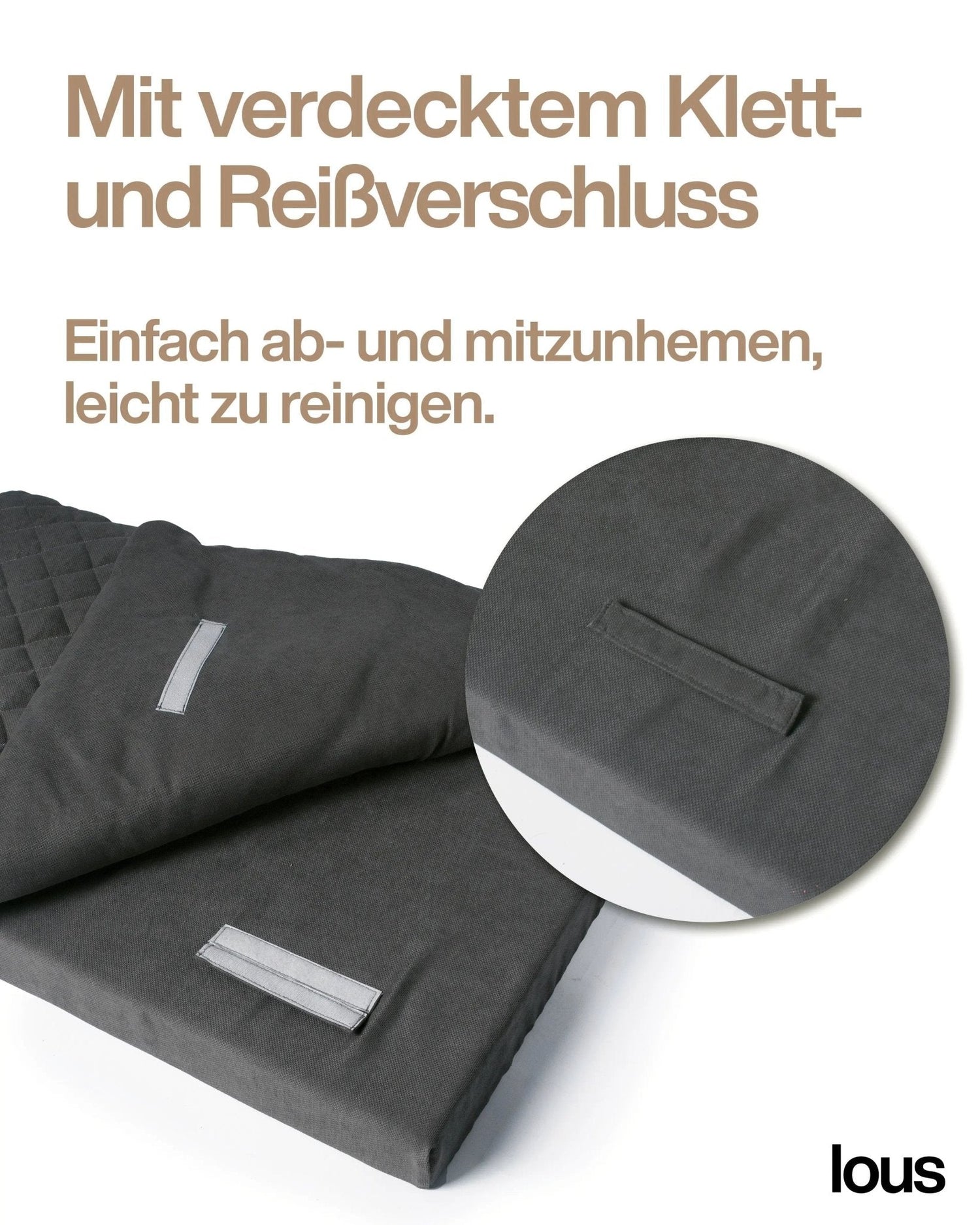 Lous 2 in 1 Hundebett mit abnehmbarem Topper für zu Hause und unterwegs.