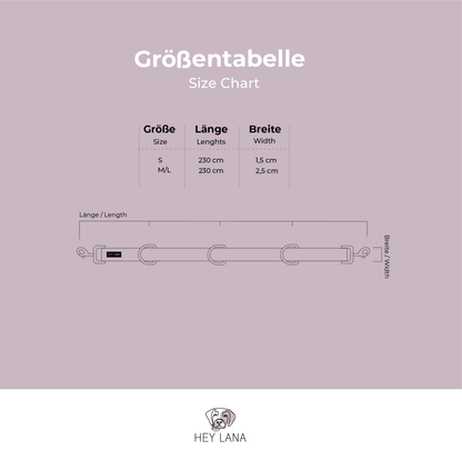 Gepolsterte Multifunktionsleine – Mocca/Blau | 230 cm - Pfotenlieblinge