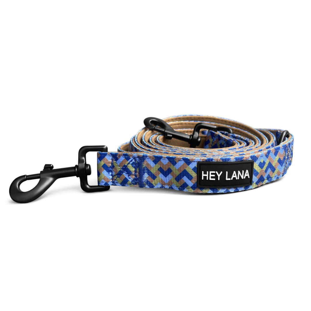 Gepolsterte Multifunktionsleine – Mocca/Blau | 230 cm - Pfotenlieblinge