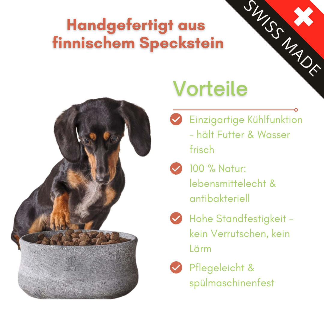 ROCKY Naturstein-Napf – selbstkühlend, stilvoll &amp; massiv