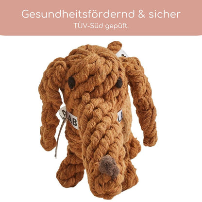 Diego Dackel – Handgefertigtes Kauspielzeug aus Baumwolle