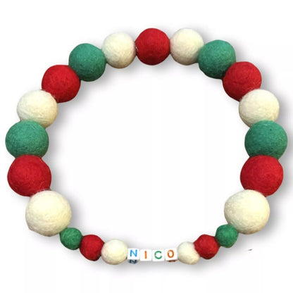 Pompon - Halsband „Christmas Edition“ – handgefertigt &amp; festlich - Pfotenlieblinge