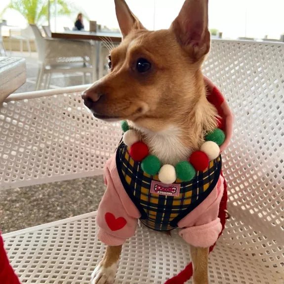 Pompon - Halsband „Christmas Edition“ – handgefertigt &amp; festlich - Pfotenlieblinge