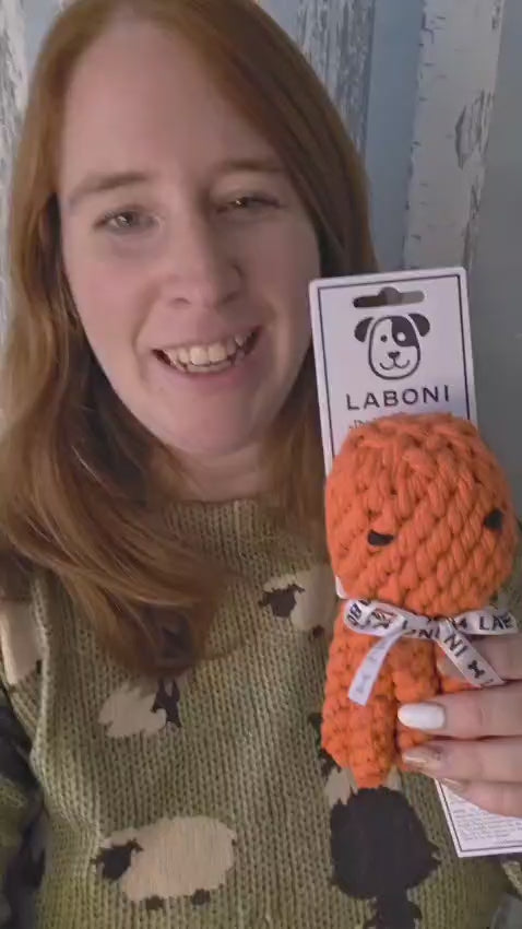 Thaddäus Tintenfisch – Handgeknüpftes Hundespielzeug aus Baumwolle