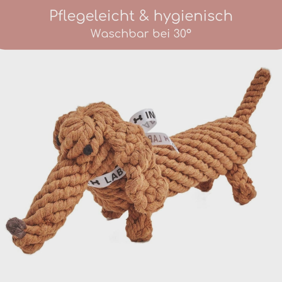Diego Dackel – Handgefertigtes Kauspielzeug aus Baumwolle