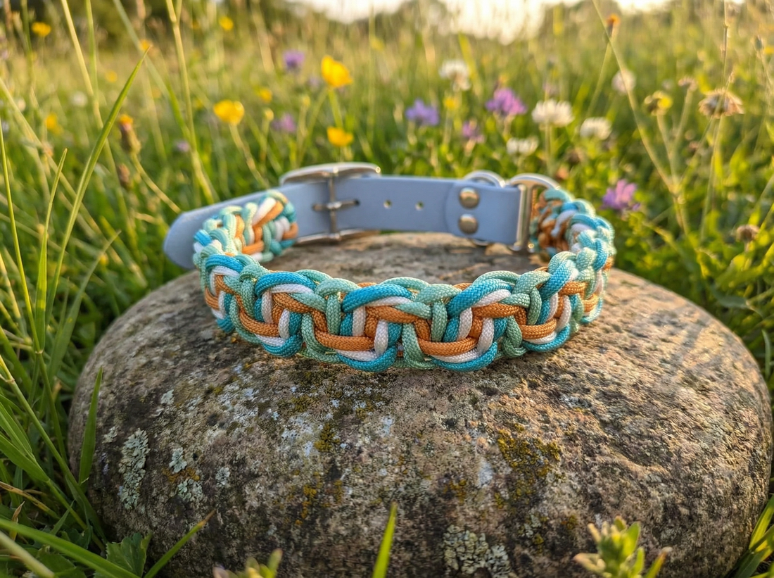 Handgemachtes Paracord-Hundehalsband "Coppermint"