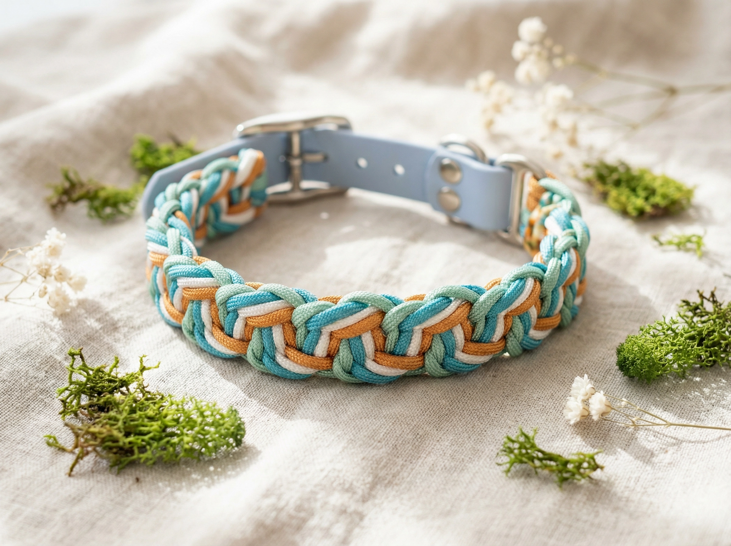 Handgemachtes Paracord-Hundehalsband "Coppermint"