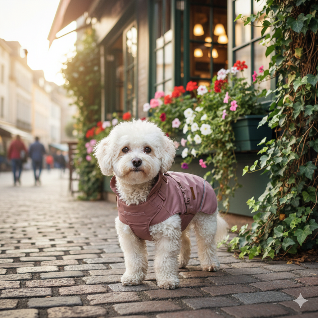 Step-In Regenmantel mit integriertem Geschirr (Beere)