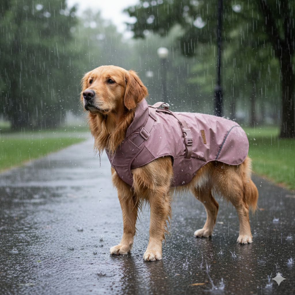 Step-In Regenmantel mit integriertem Geschirr (Beere)