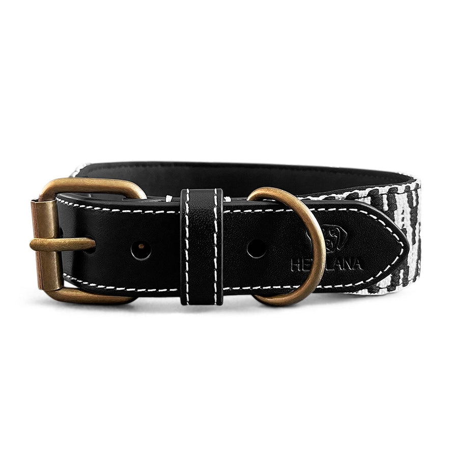 Hundehalsband – Schwarz/Weiß – Très Chic Kollektion von HeyLana - Pfotenlieblinge