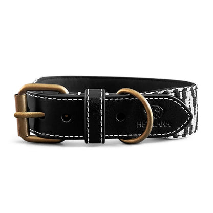 Hundehalsband – Schwarz/Weiß – Très Chic Kollektion von HeyLana - Pfotenlieblinge