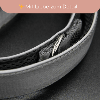 StyleSnout® Führleine Silver - Black – gepolstert, reflektierend &amp; mehrfach verstellbar - Pfotenlieblinge