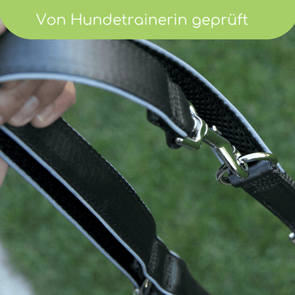 StyleSnout® Führleine Silver - Black – gepolstert, reflektierend &amp; mehrfach verstellbar - Pfotenlieblinge