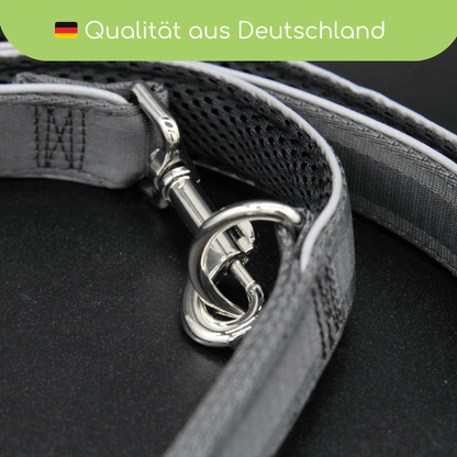 StyleSnout® Führleine Silver - Black – gepolstert, reflektierend &amp; mehrfach verstellbar - Pfotenlieblinge