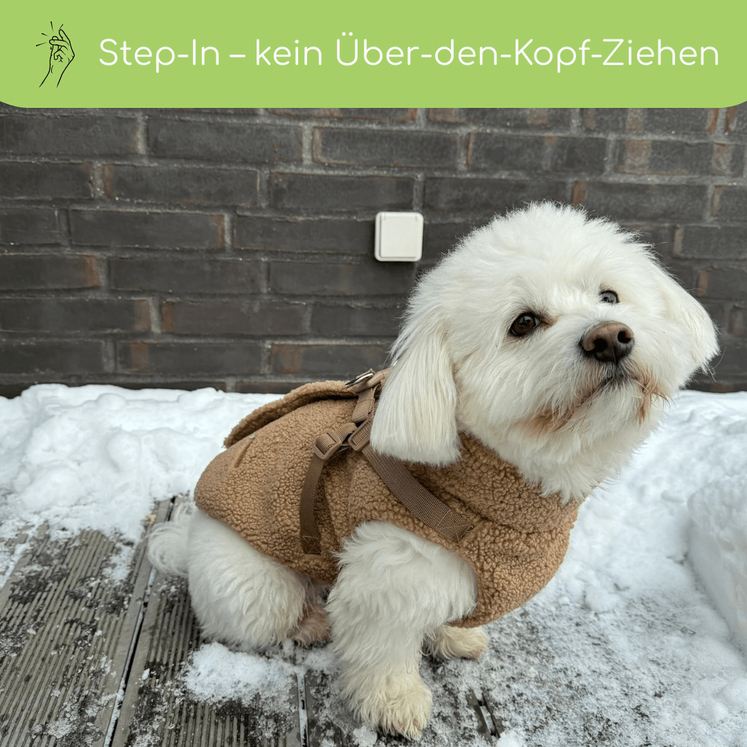 Teddyfleece - Hundemantel mit integriertem Geschir - Pfotenlieblinge