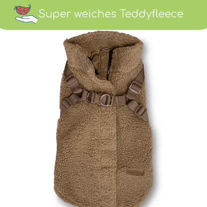 Teddyfleece - Hundemantel mit integriertem Geschir - Pfotenlieblinge