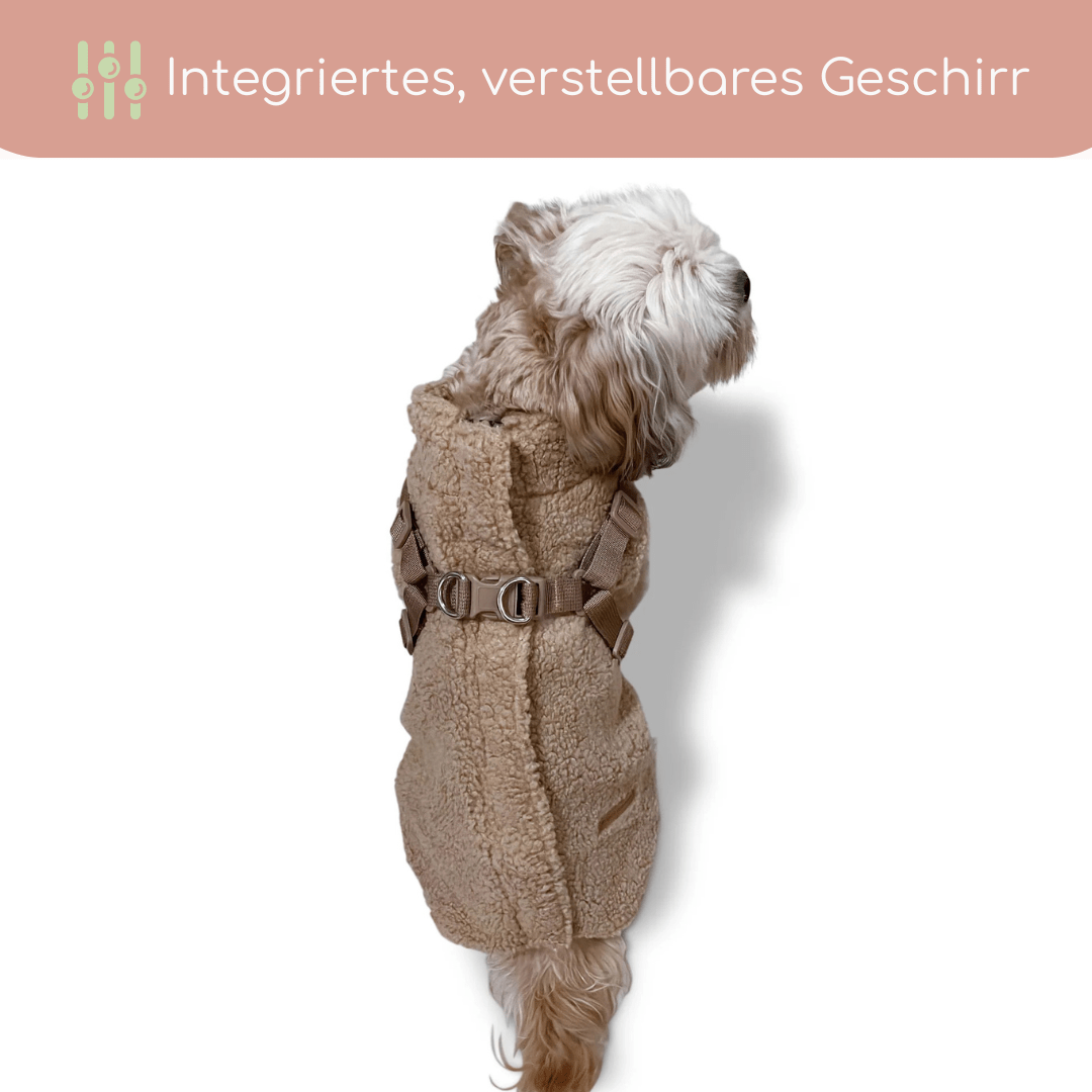 Teddyfleece - Hundemantel mit integriertem Geschir - Pfotenlieblinge