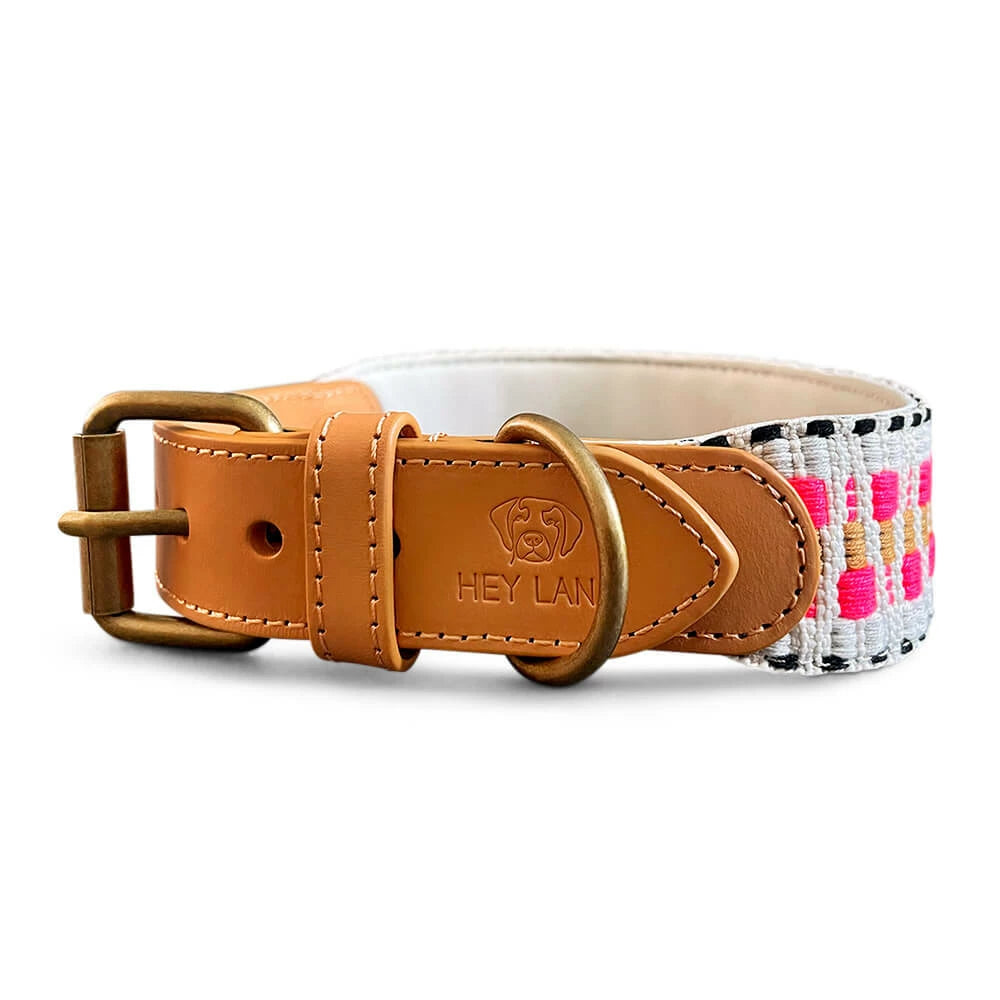 Hundehalsband – Pink/Beige – Kollektion Très Chic Hey Lana - Pfotenlieblinge