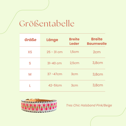 Hundehalsband – Pink/Beige – Kollektion Très Chic Hey Lana - Pfotenlieblinge